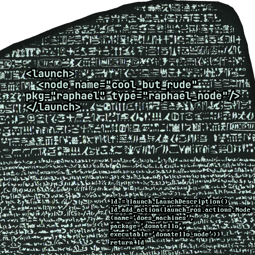 The Rosetta Stone with some roslaunch code superimposed
