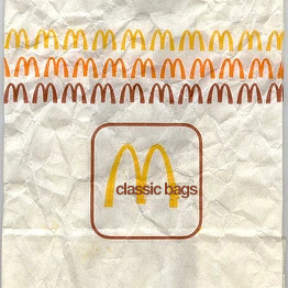 A 1970s era McDonalds take-out bag with the text classic bags